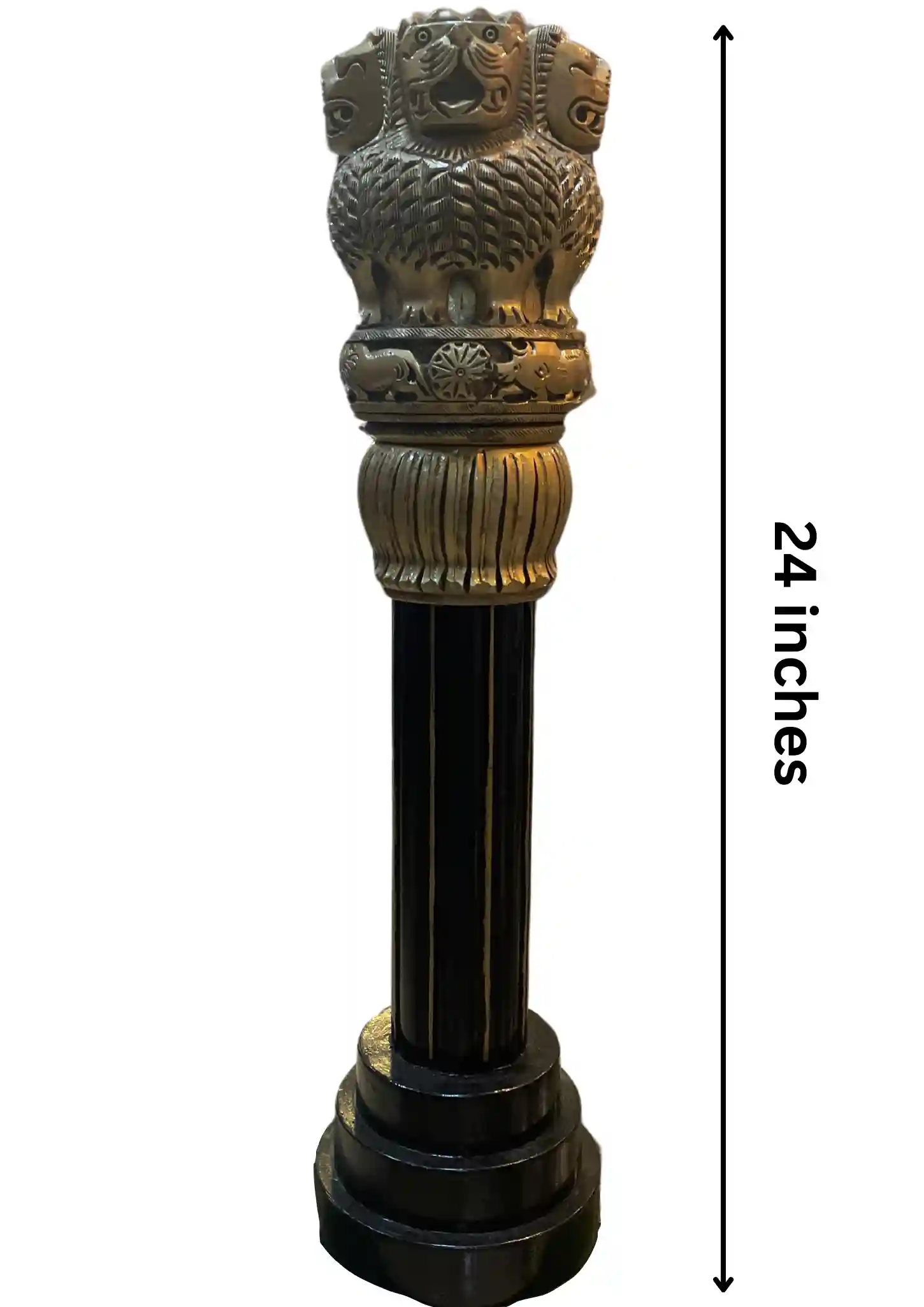 Ashoka Stambh with Pillar (Antique with Black Pillar) - Wooden - 24 inches