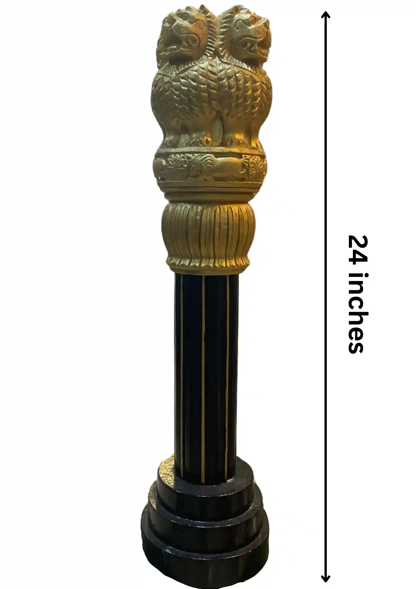 Ashoka Stambh with Pillar (Golden with Black Pillar) - Wooden - 24 inches