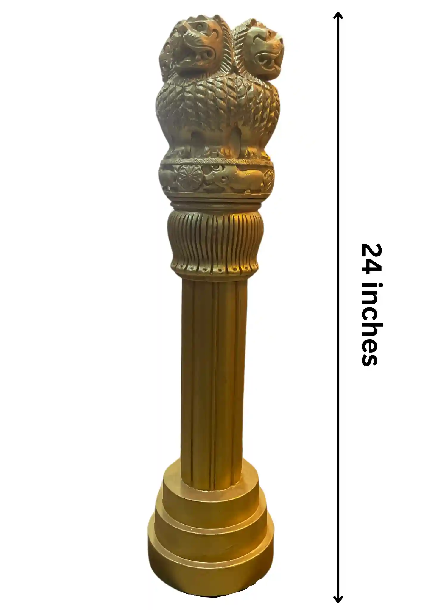 Ashoka Stambh with Pillar (Golden) - Wooden - 24 inches